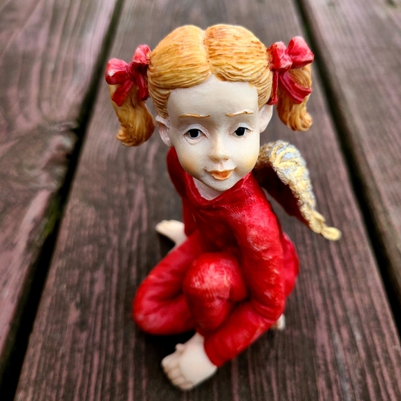 S. Lordi Susan Lordi Ceramic Red Pajama Pigtail Girl Angel Figurine 4" - Picture 11 of 11